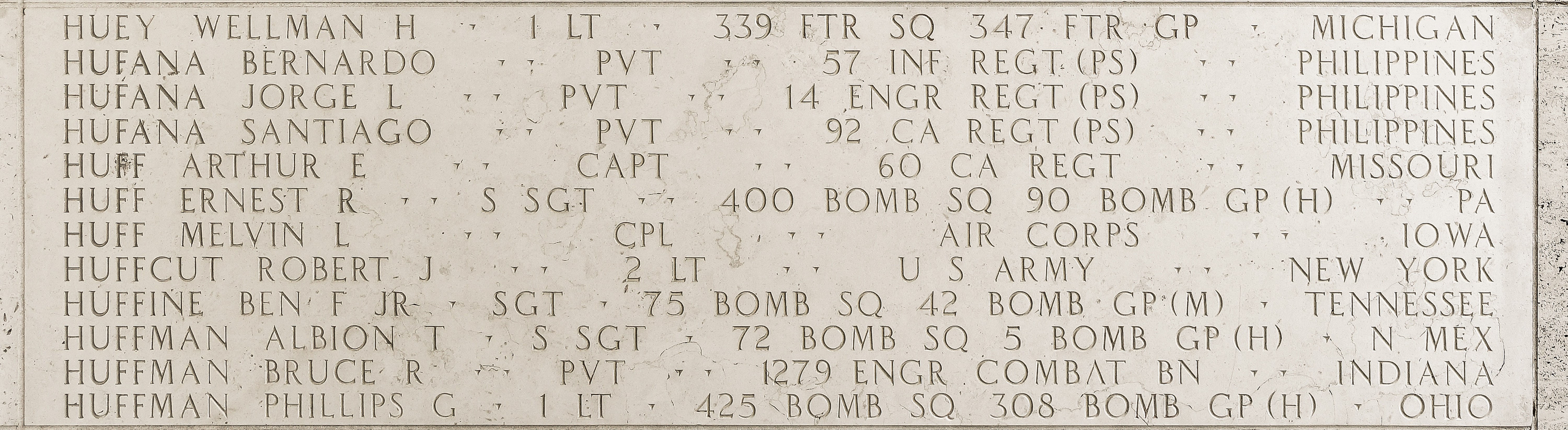 Phillips G. Huffman, First Lieutenant